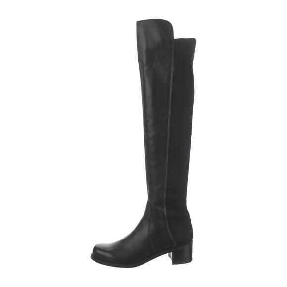 Stuart Weitzman Reserve 5050 Boots Over The Knee Black Stretch Leather Size 6.5 - Picture 2 of 9